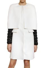 Giambattista Valli Embroidered Cuffs Structured Wool Coat