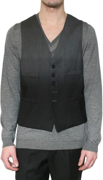 Neil Barrett Degrade Herringbone Wool Vest in Gray for Men (grey) - Lyst