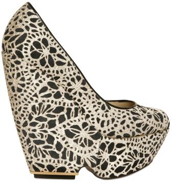 Nicholas Kirkwood 150mm Laser Cut Silk and Suede Wedges - Lyst