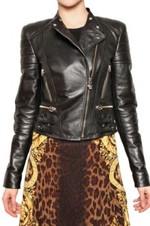 Versace Nappa Biker Leather Jacket - Lyst