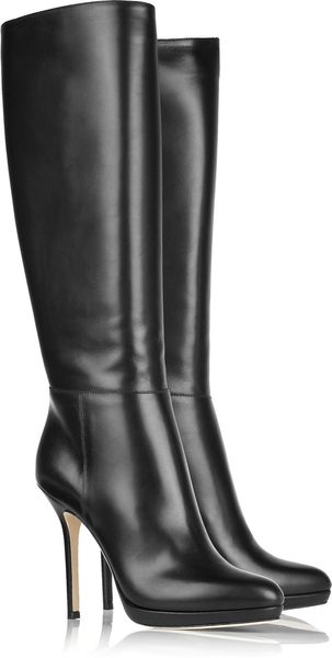 Jimmy Choo Edina Leather Kneehigh Boots in Black - Lyst