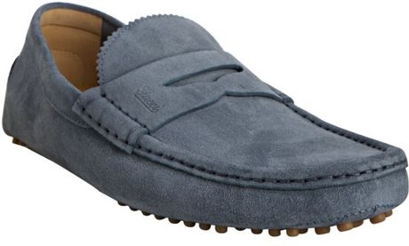 Gucci Light Blue Suede Penny Loafers in Blue for Men | Lyst