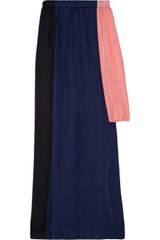 Cynthia Rowley Asymmetric Color-block Silk Skirt