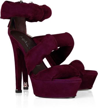 Halston Velour Platform Sandals - Lyst