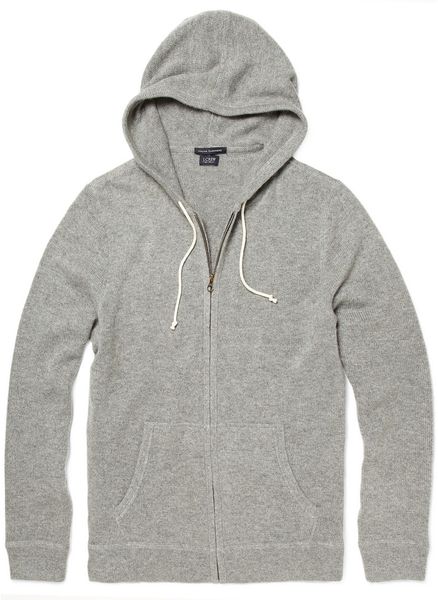 J.crew Cashmere Zip Up Hoodie in Gray for Men - Lyst
