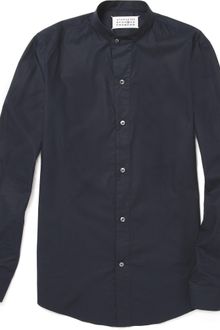 Maison Martin Margiela Grandad Collar Cotton Shirt - Lyst