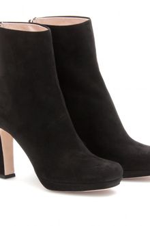 Miu Miu Suede Platform Booties - Lyst