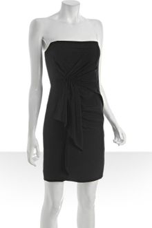 Nicole Miller Black Stretch Silk Draped Strapless Dress - Lyst