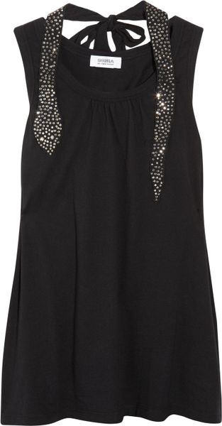 Sonia By Sonia Rykiel Crystalembellished Cotton Tank in Black - Lyst