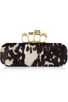 Alexander McQueen Knuckle Leopardprint Calf Hair Clutch - Lyst