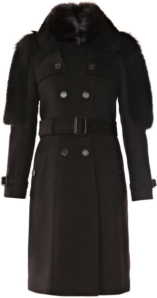 Burberry Prorsum Cashmere Blend Fox Fur Collar Coat - Lyst