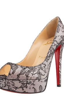 Christian Louboutin Lace Peep-toe Platform Pump - Lyst