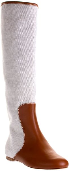  Canvas and Leather Flat Boot 