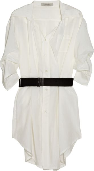 Max Azria Belted Cotton-blend Shirt Dress - Lyst