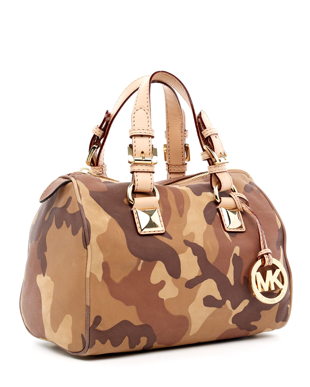 Michael Kors Michael Grayson Small Satchel Camo Luggage In Brown Camo