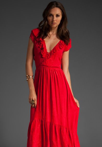 Odylyne Frilled Hummingbird Dress in Red - Lyst