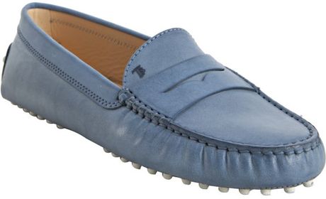 Tod&#39;s Light Blue Leather Gommini Moc Loafers in Blue | Lyst