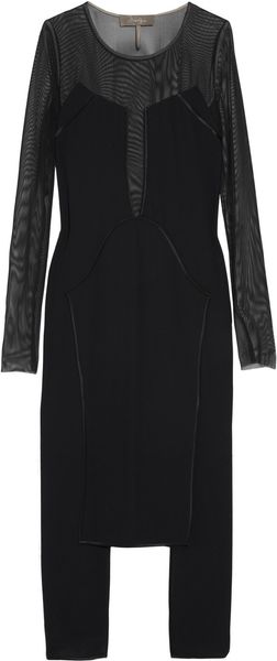 Max Azria Sheer-paneled Crepe Dress - Lyst