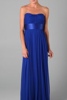 Notte By Marchesa Strapless Chiffon Gown with Pleated Bodice - Lyst