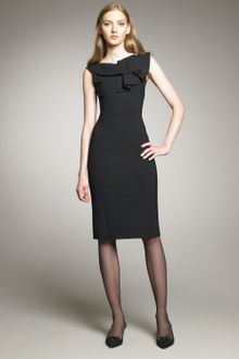 Oscar de la Renta Ruffle-neck Stretch Wool Dress - Lyst