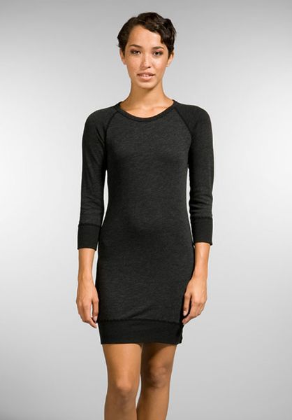 James Perse Raglan Sweatshirt Dress in Black - Lyst