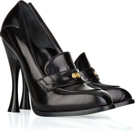 Alexander Mcqueen Loaferstyle Leather Pumps in Black - Lyst