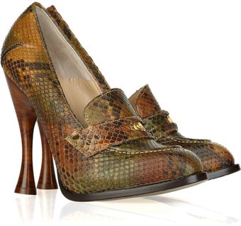 Alexander McQueen Stacked-heel Snakeskin Loafers - Lyst