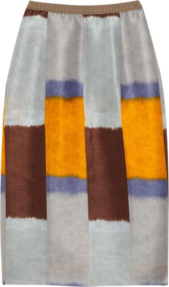 Marni Printed Silk and Linen-blend Pencil Skirt - Lyst