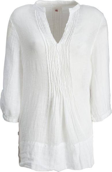 John Lewis Women Gauze Tunic Top White in White | Lyst