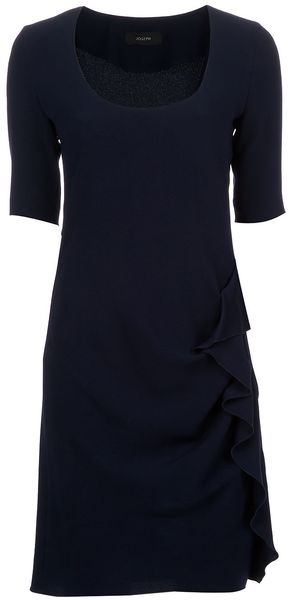 Joseph Drape Dress with Frill in Blue - Lyst