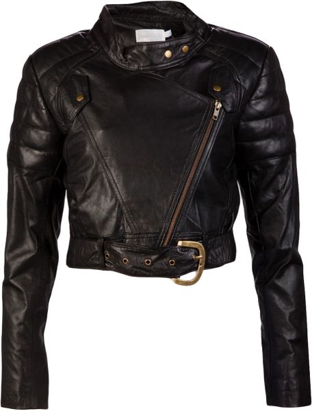 Shakuhachi Leather Paneled Biker Jacket in Black - Lyst