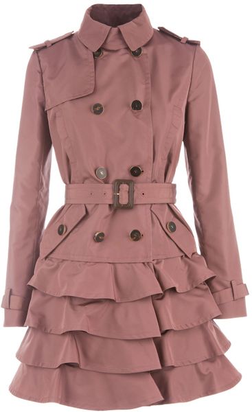 Valentino Frill Trench Coat in Purple (mauve) - Lyst