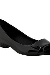Pour La Victoire Black Patent Leather Rin Peep Toe Wedges