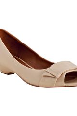 Pour La Victoire Nude Patent Leather Rin Peep Toe Wedges