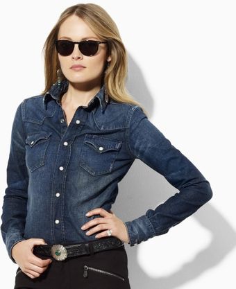 Ralph Lauren Blue Label Classic Denim Western Shirt - Lyst