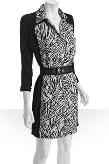 BCBGMAXAZRIA Light Dove Heloise Stretch Panel Belted Shirtdress - Lyst