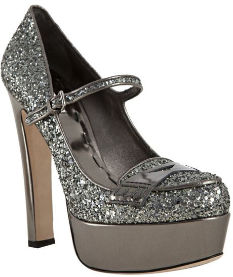 miu miu glitter loafers