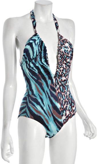 Diane Von Furstenberg Leotiger Printed Knot Back One-piece Swimsuit - Lyst