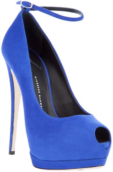 Giuseppe Zanotti Peep Toe Platform Shoe in Blue - Lyst