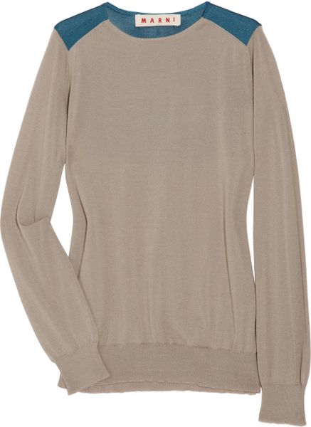 Marni Colorblock Cashmereblend Sweater in Beige (gray) - Lyst