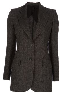 Tonello Long Charcoal Jacket with Suede Elbow Patches - Lyst