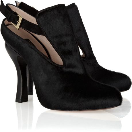 Vionnet Calfhair Cutout Ankle Boots in Black - Lyst