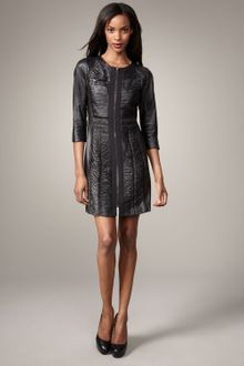 Elie Tahari Betty Ruched Leather Dress - Lyst