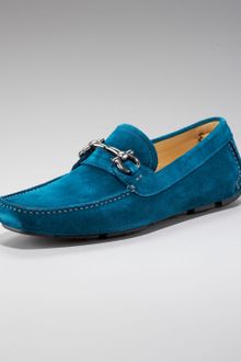 Ferragamo Parigi Suede Driver, Blue - Lyst