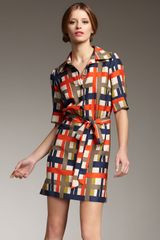 Milly Melissa Plaid Silk Shirtdress