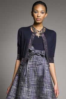 Oscar de la Renta Beaded Trim Cardigan - Lyst