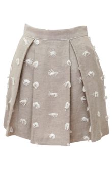 Sea Ny Embroidered Canvas Pleated Skirt - Lyst