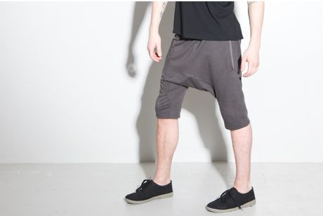drop crotch sweat shorts