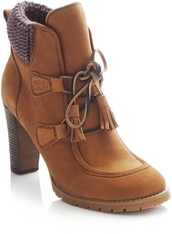 See By Chloé Nubuck Tractor Boots - Lyst
