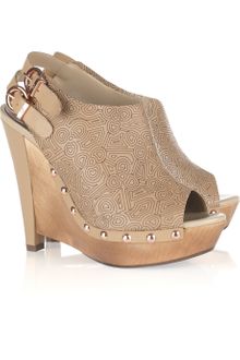 Zandra Rhodes Bronwyn Embossed-leather Wedges - Lyst